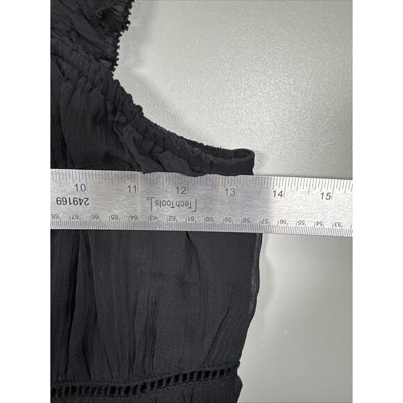 Old Navy Ruffle Strap Cami Tank Women’s S Black Baby Top Chiffon‎ Preppy - Picture 7 of 7